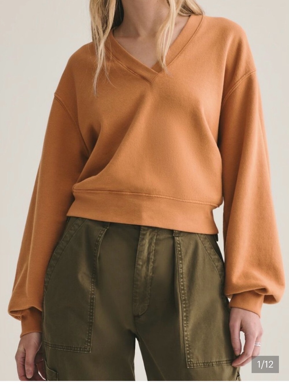 AGolde balloon sleeve v neck sweatshirt size m